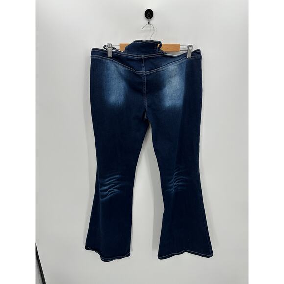 Generation Kiss Dolls Kill Acid Washed Flare Denim Jeans Women XXL Cut Out Waist - Picture 2 of 8